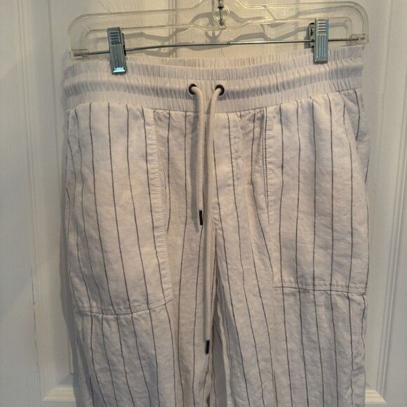 ATHLETA 100% Linen White And Gray Pants Sz 6 - Picture 3 of 11